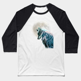 Stunning Couple Wolves - Moon in background Baseball T-Shirt